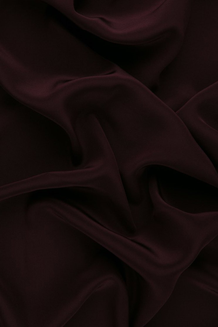 Dark Maroon Silk Crepe de Chine Fabric