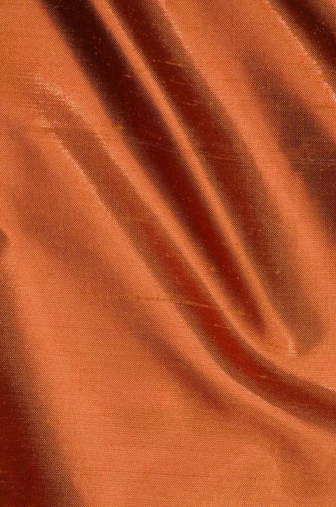 Deep Burnt Orange Metallic Shantung Silk Fabric By The Yard
