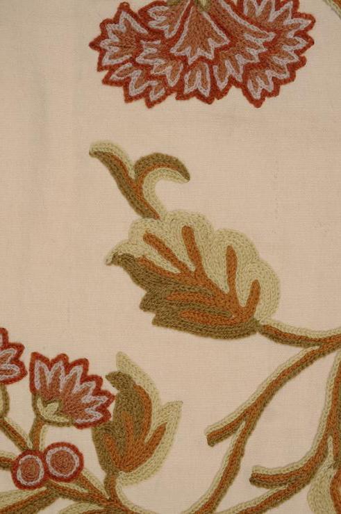 Carnation on Desert Sand Crewel Fabric