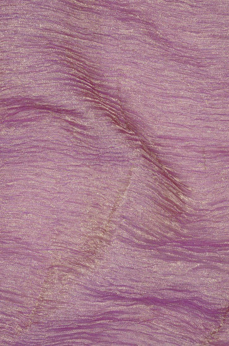 Eggplant Gold Metallic Crushed Organza Fabric