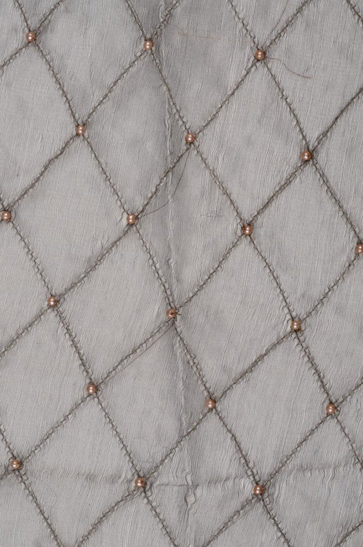 Elephant Gray Embroidered Organza Silk 144 Fabric