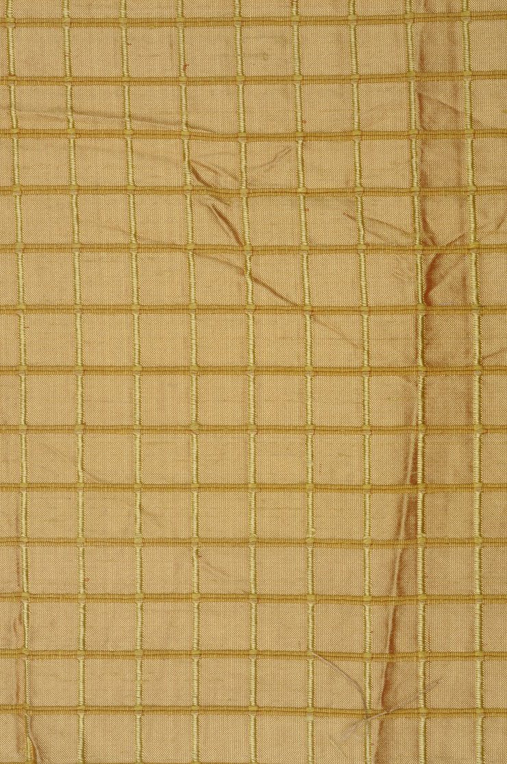 Fiery Yellow Silk Shantung Windowpane 54 inch Fabric
