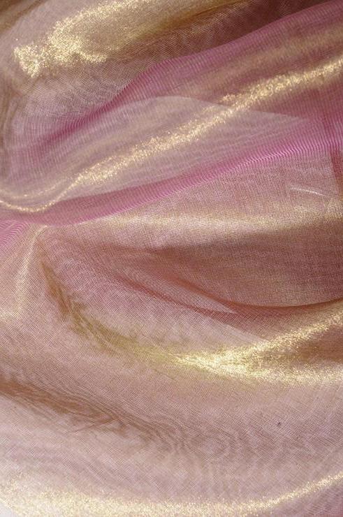 Golden Peach Metallic Organza Fabric