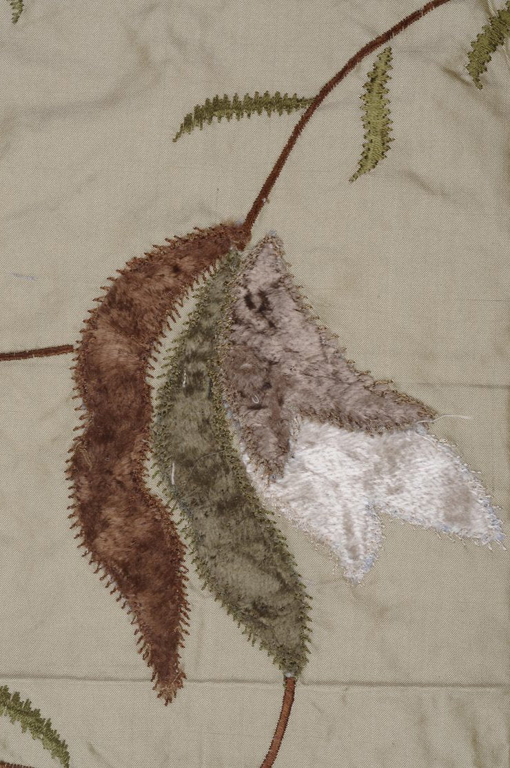 Grayish Green Embroidered Taffeta Silk 502 Fabric