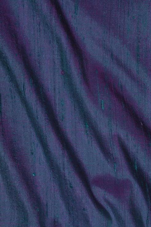 Green Magenta Dupioni Silk Fabric