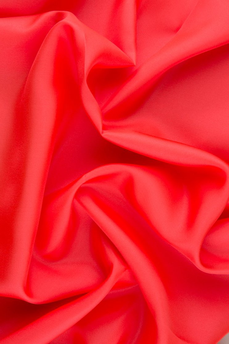 Hot Coral Habotai Silk Fabric