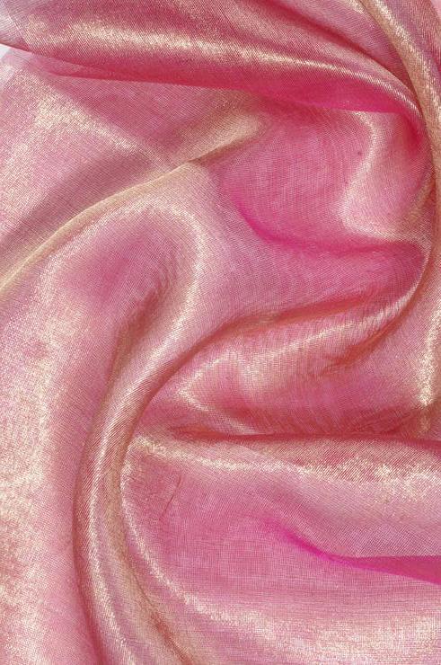 Hot Pink Gold Metallic Organza Fabric