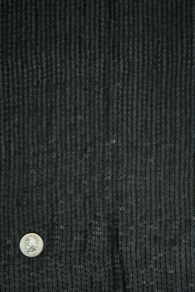 Black Sequins and Beads on Silk Chiffon JEC-132-14 Fabric