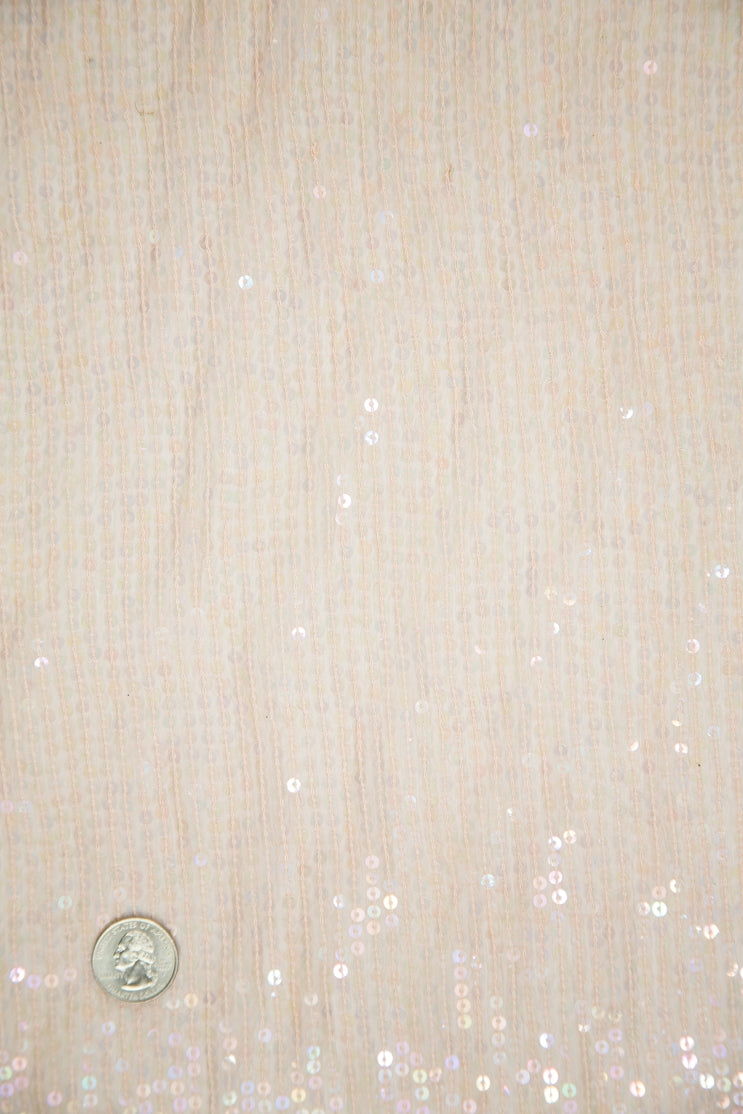 Blush Sequins and Beads on Silk Chiffon JEC-132-18 Fabric