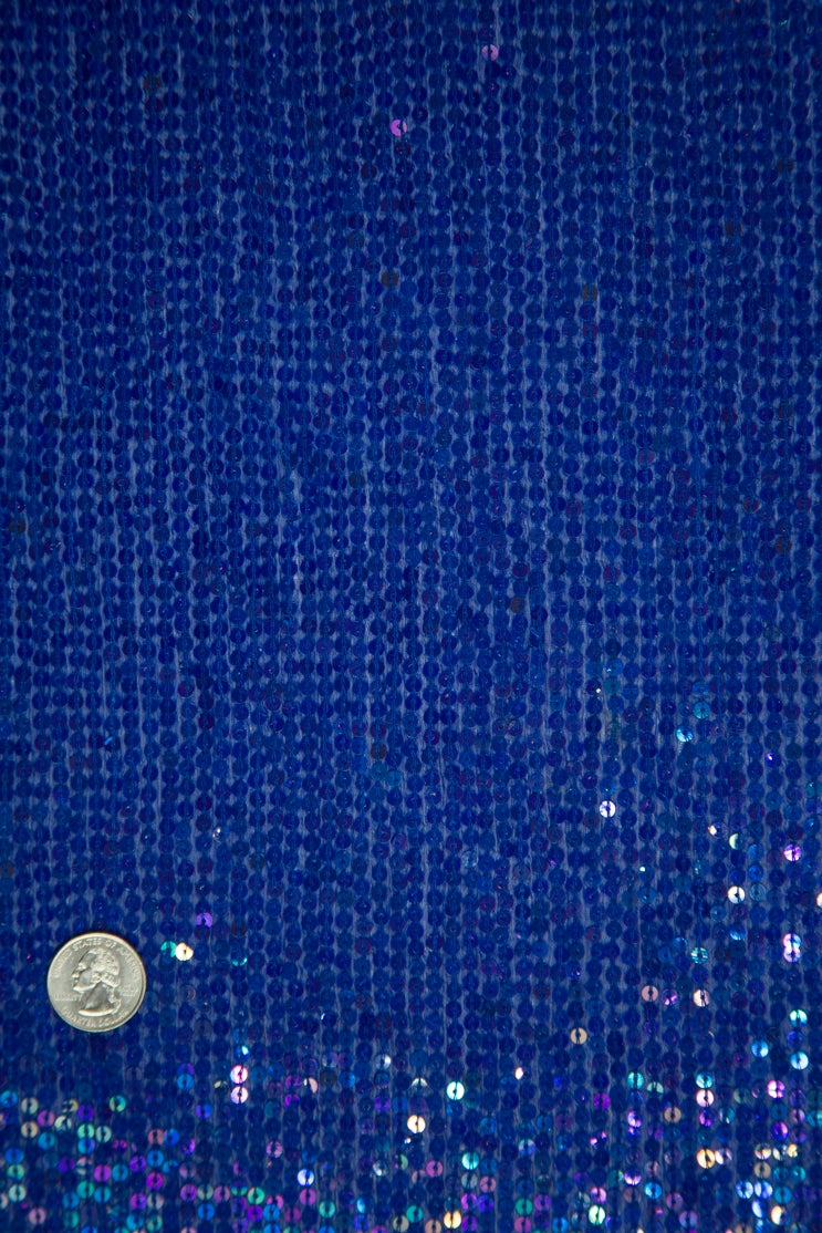 Blue Sequins and Beads on Silk Chiffon JEC-132-28 Fabric