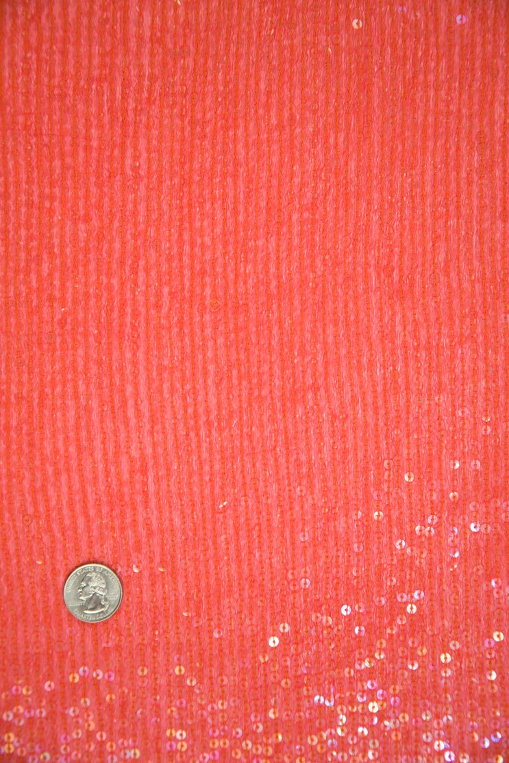 Pink Orange Sequins and Beads on Silk Chiffon JEC-132-35 Fabric