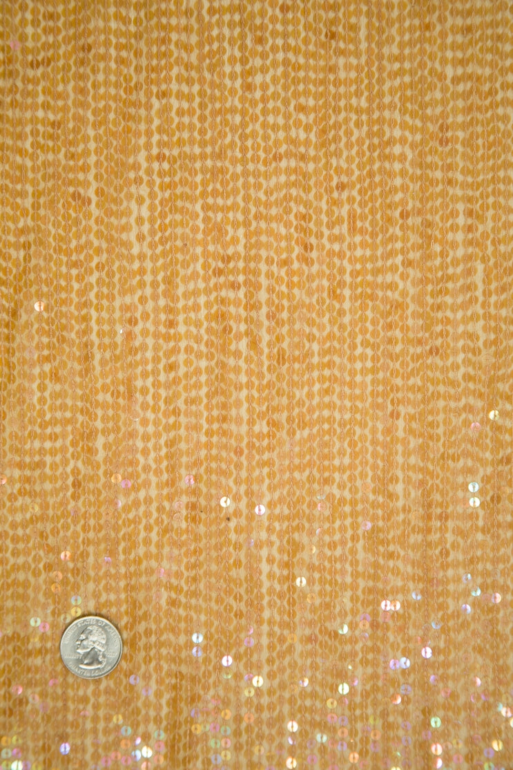 Gold Sequins and Beads on Silk Chiffon JEC-132-36 Fabric