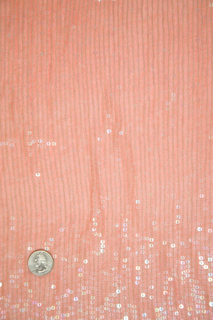 Dark Blush Sequins and Beads on Silk Chiffon JEC-132-41 Fabric