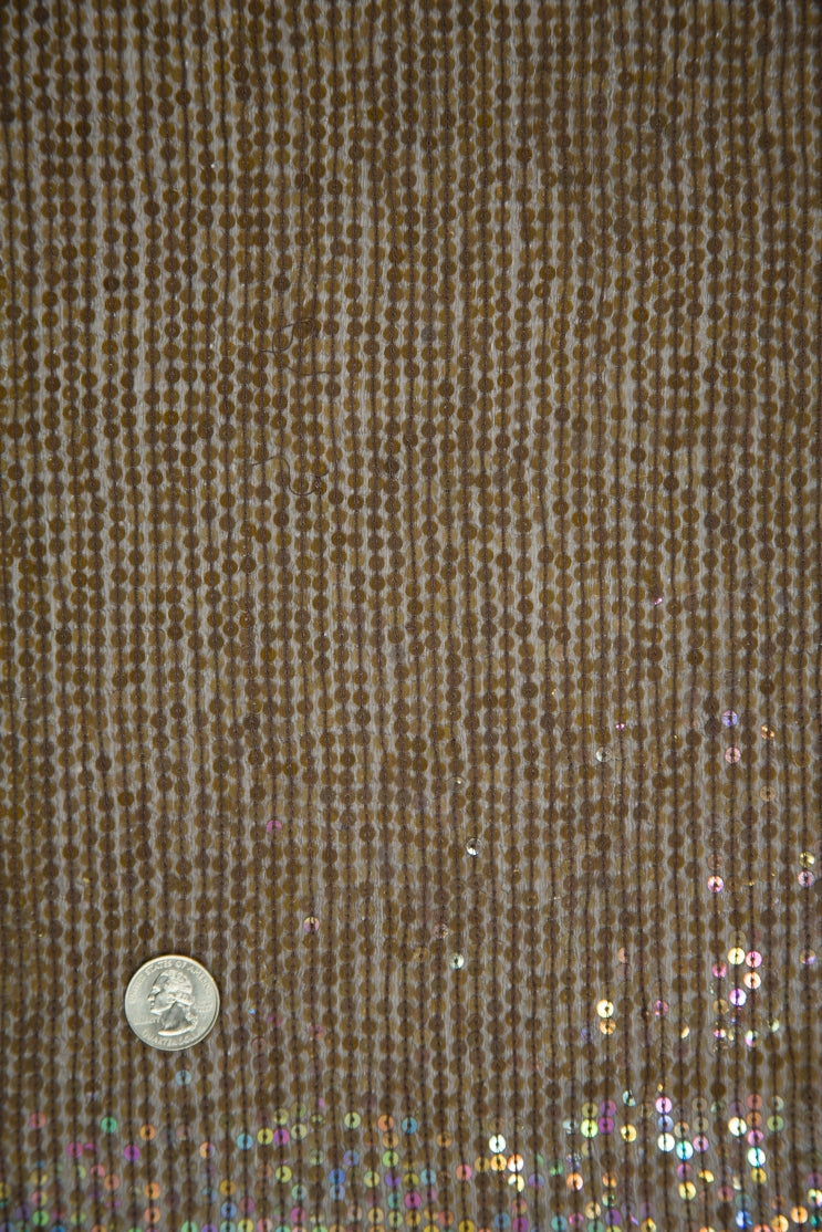 Copper Sequins and Beads on Silk Chiffon JEC-132-44 Fabric