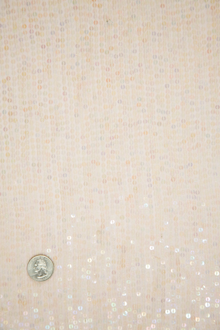 Light Blush Sequins and Beads on Silk Chiffon JEC-132-9 Fabric