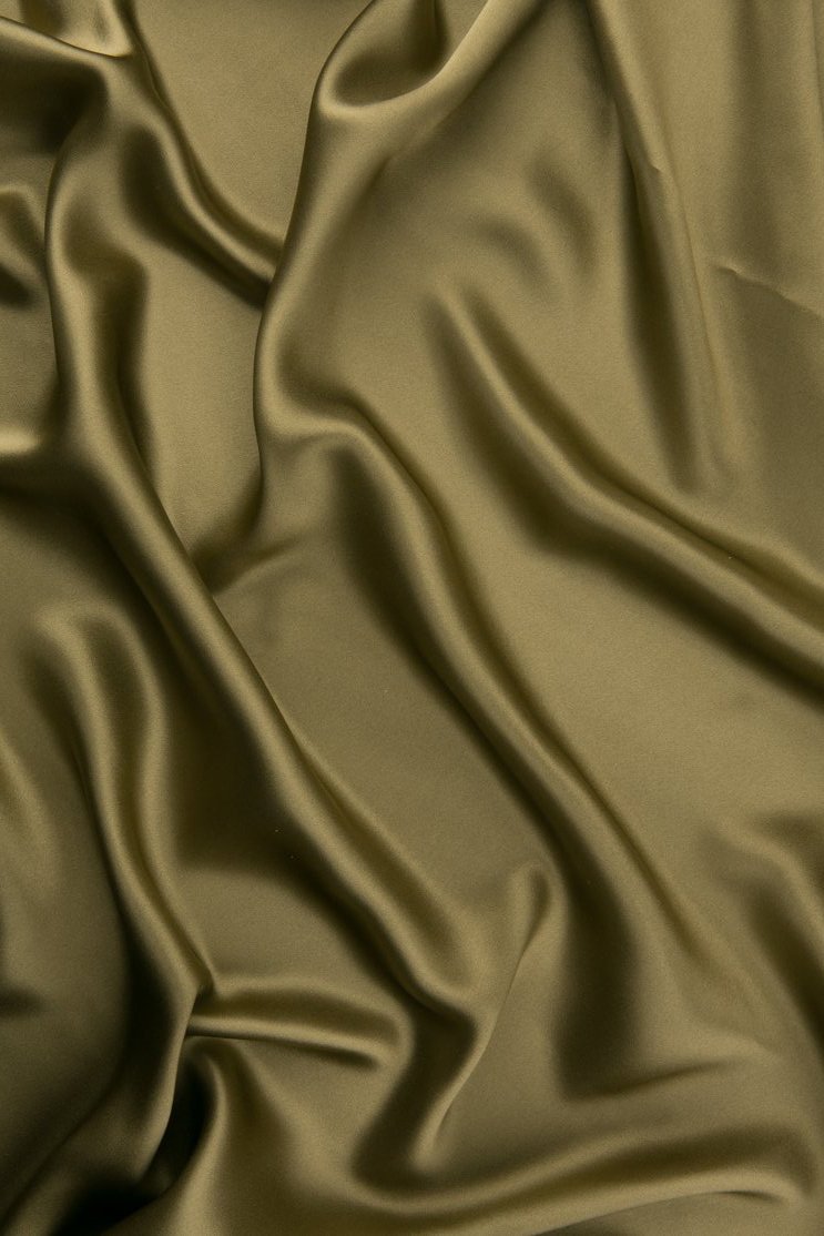 Khaki Charmeuse Silk Fabric