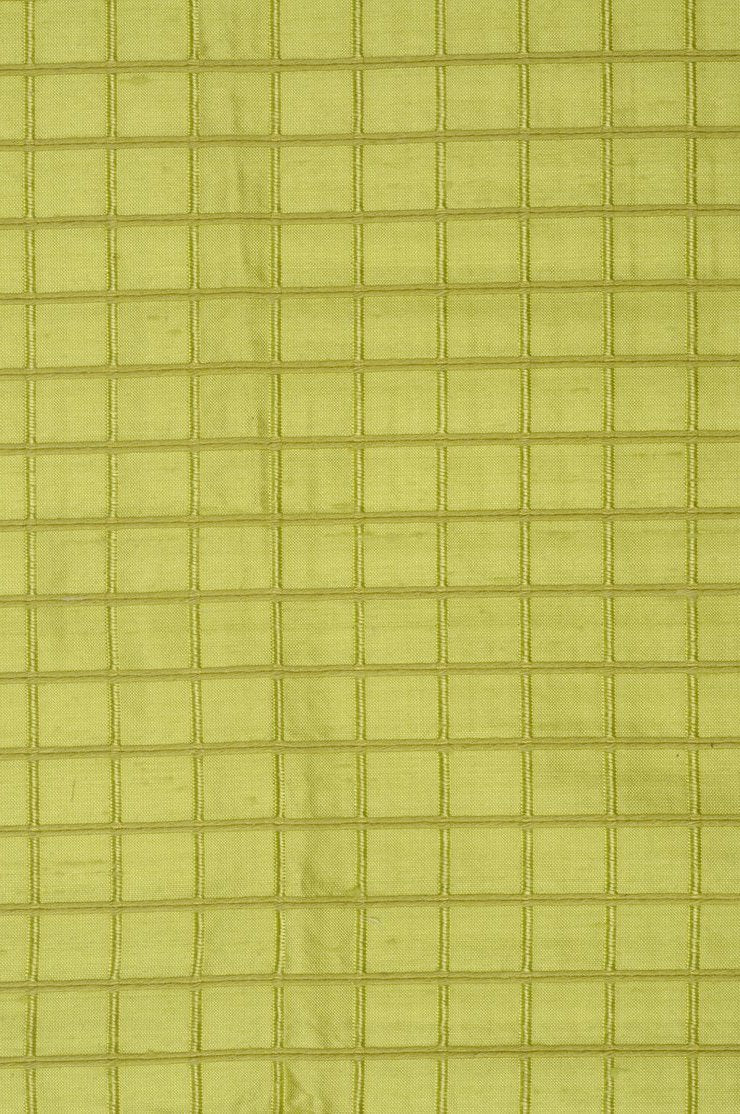 Lime Green Silk Shantung Windowpane 44 inch Fabric