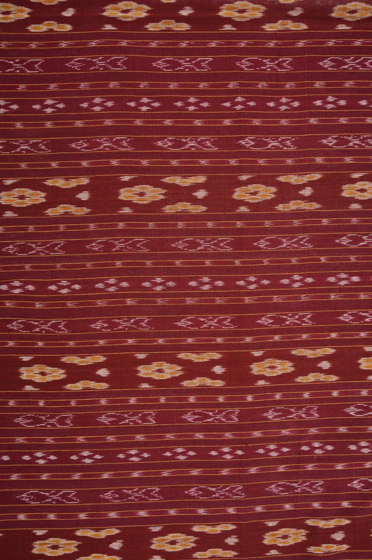 Maroon Red Cotton Ikat 137 Fabric