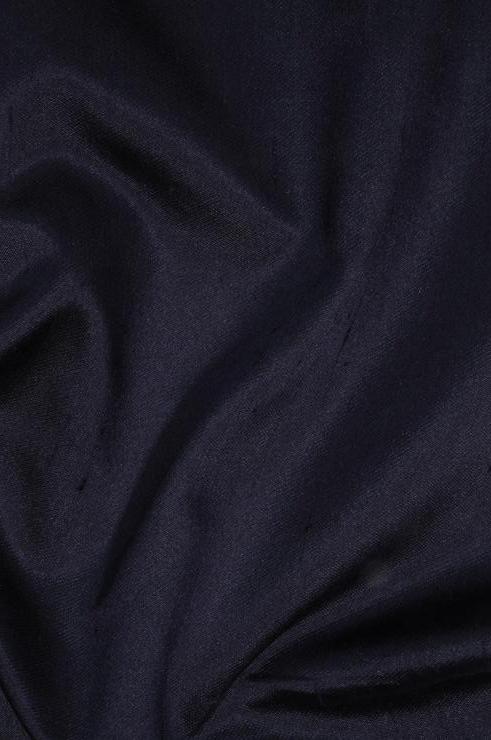 Midnight Navy Italian Shantung Silk Fabric