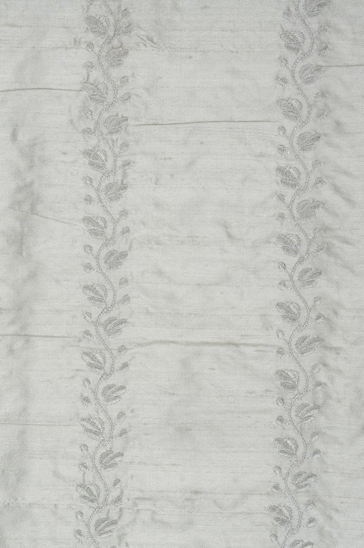 Mint Embroidered Dupioni Silk 210 Fabric