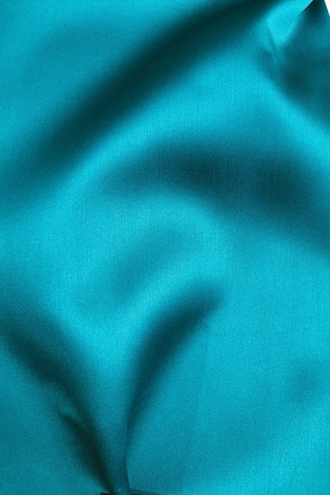 Teal Silk Blend Mikado Fabric