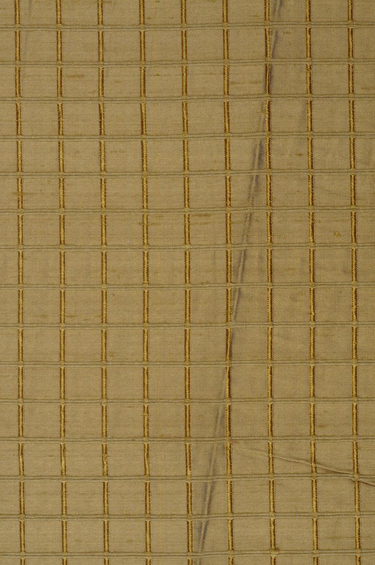 Mustard Silk Shantung Windowpane 54 inch Fabric