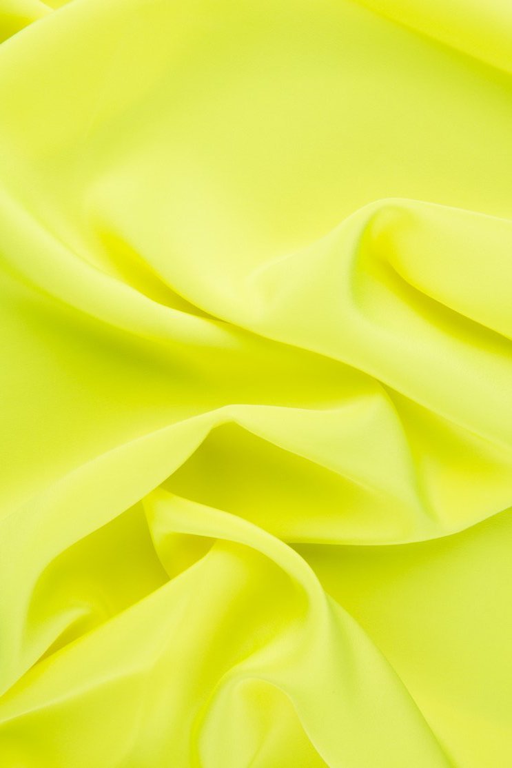 Neon Yellow-Green Silk Crepe de Chine Fabric