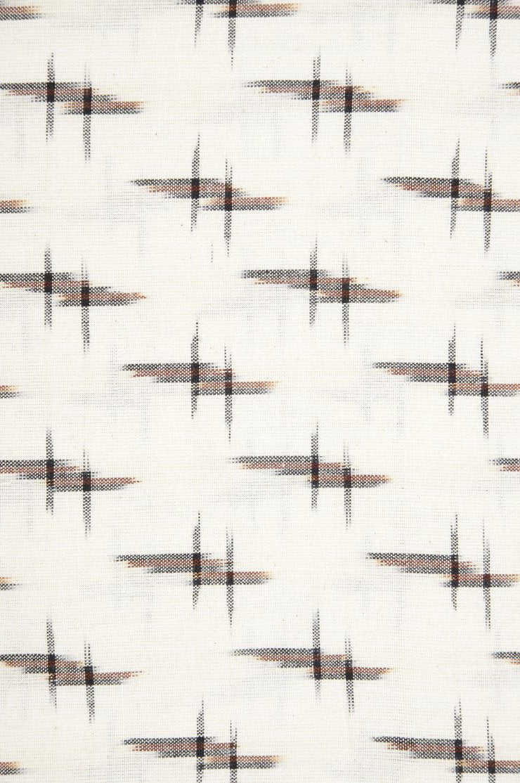 Oatmeal White Cotton Ikat 48 Fabric