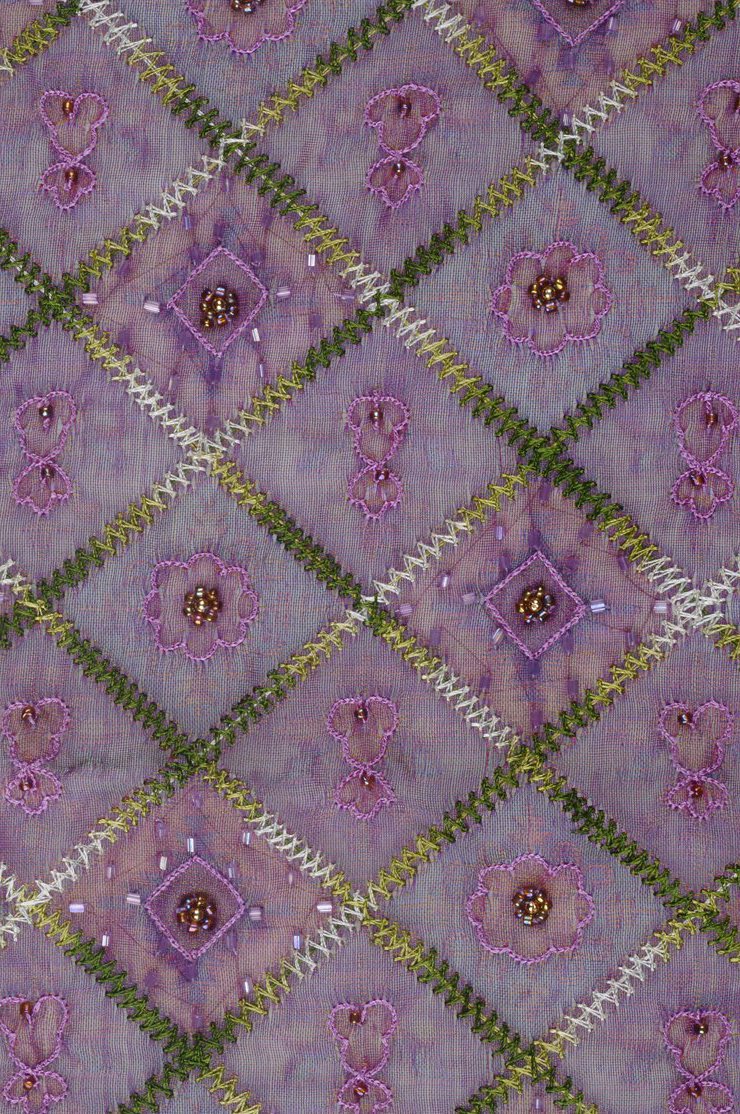 Fuschia Embroidered Organza Silk 64 Fabric