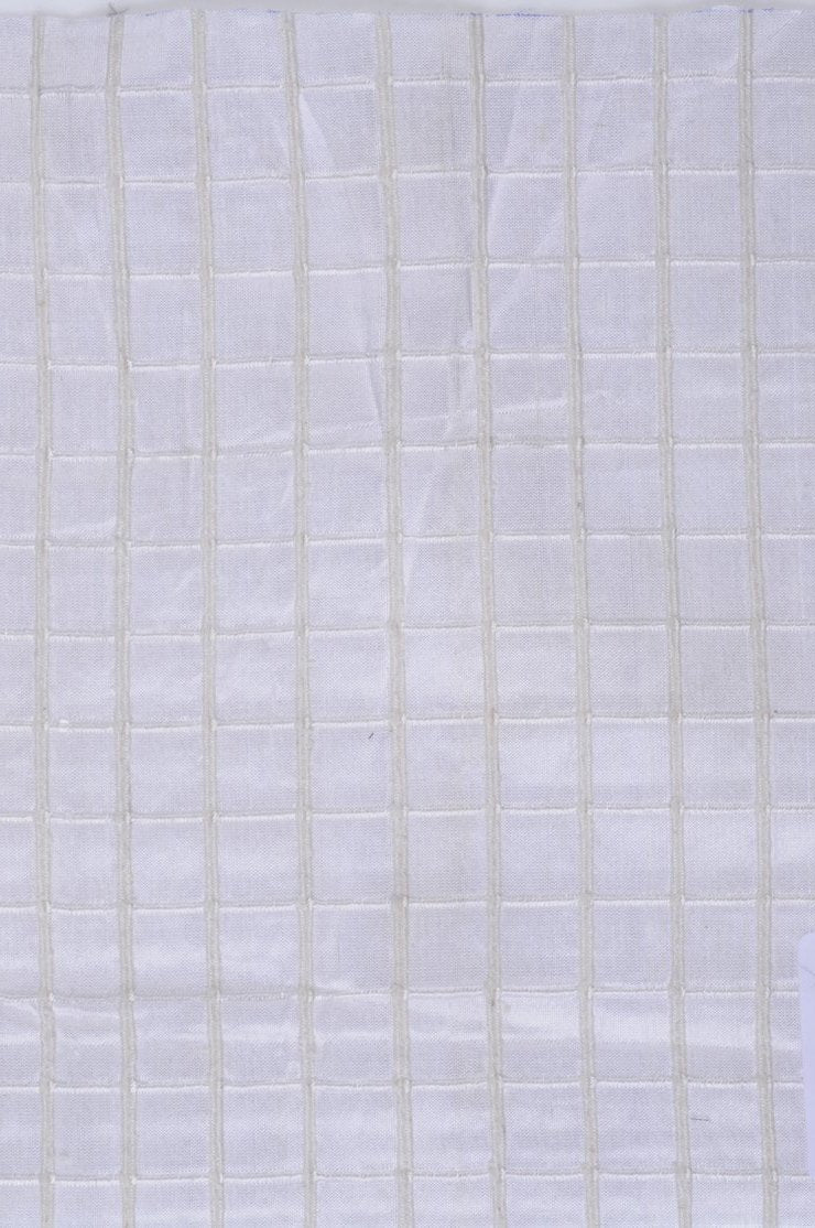 Off White Silk Shantung Windowpane 44 inch Fabric