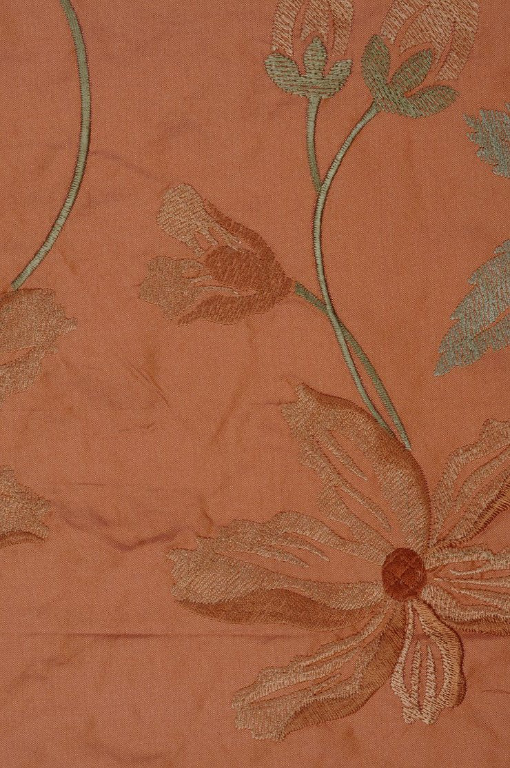 Orange Embroidered Taffeta Silk 503 Fabric
