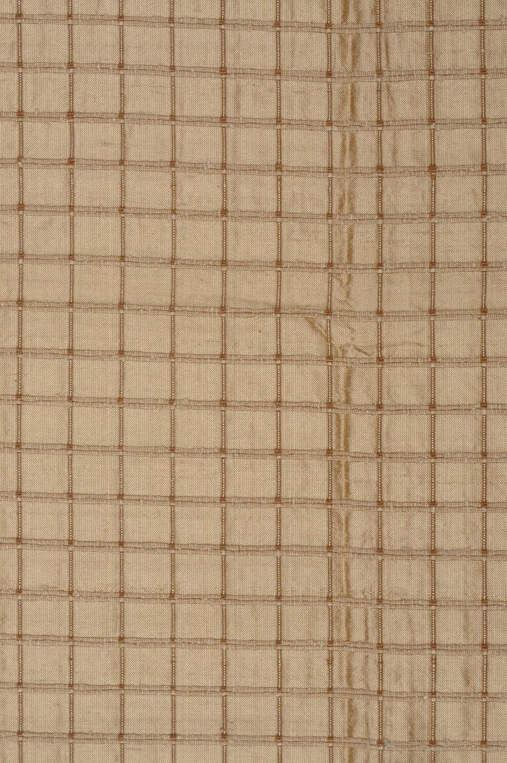 Pale Gold Silk Shantung Windowpane 44 inch Fabric