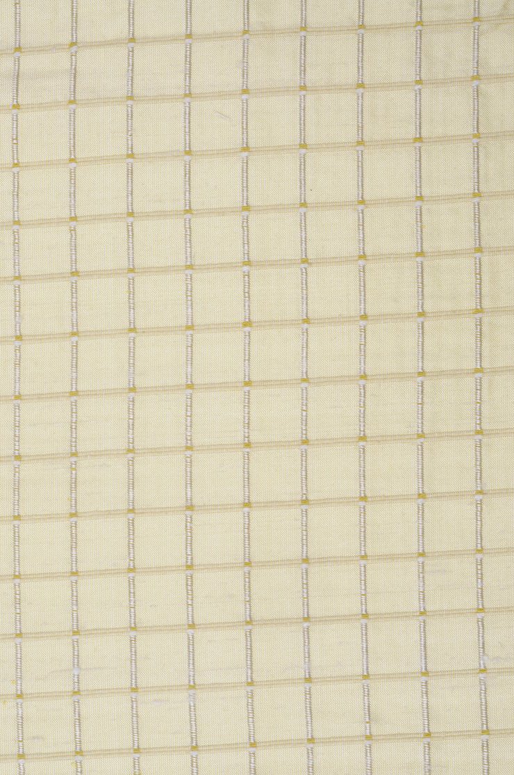Pastel Yellow Silk Shantung Windowpane 54 inch Fabric