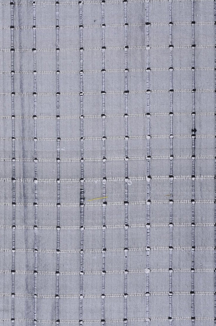 Pewter Gray Silk Shantung Windowpane 44 inch Fabric