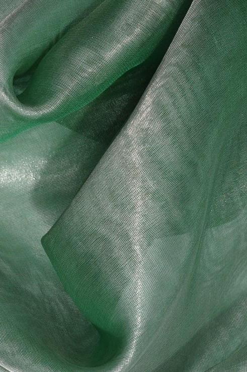 Pistachio Green Metallic Organza Fabric