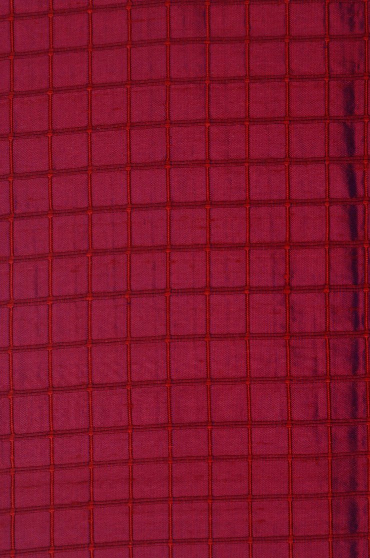 Red Bud Silk Shantung Windowpane 44 inch Fabric