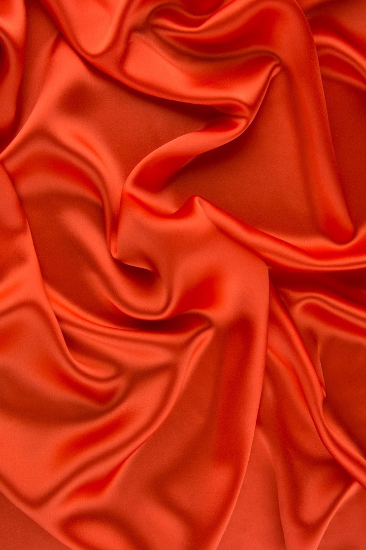 Red Orange Charmeuse Silk Fabric