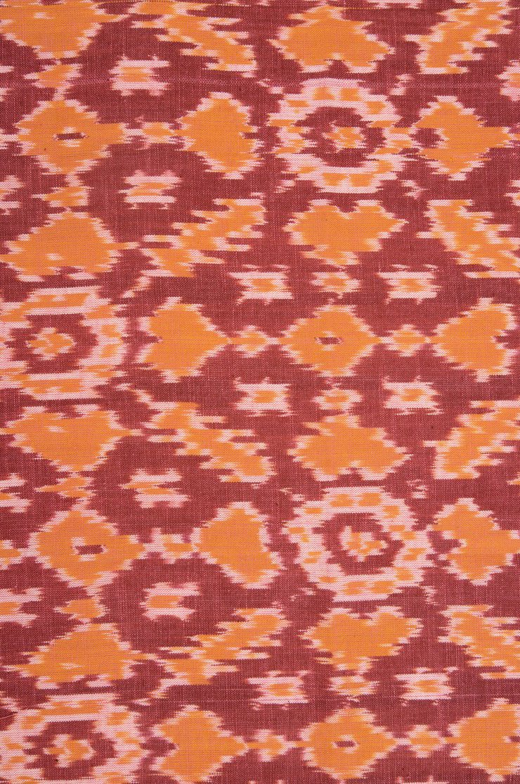 Red Orange Cotton Ikat 73 Fabric