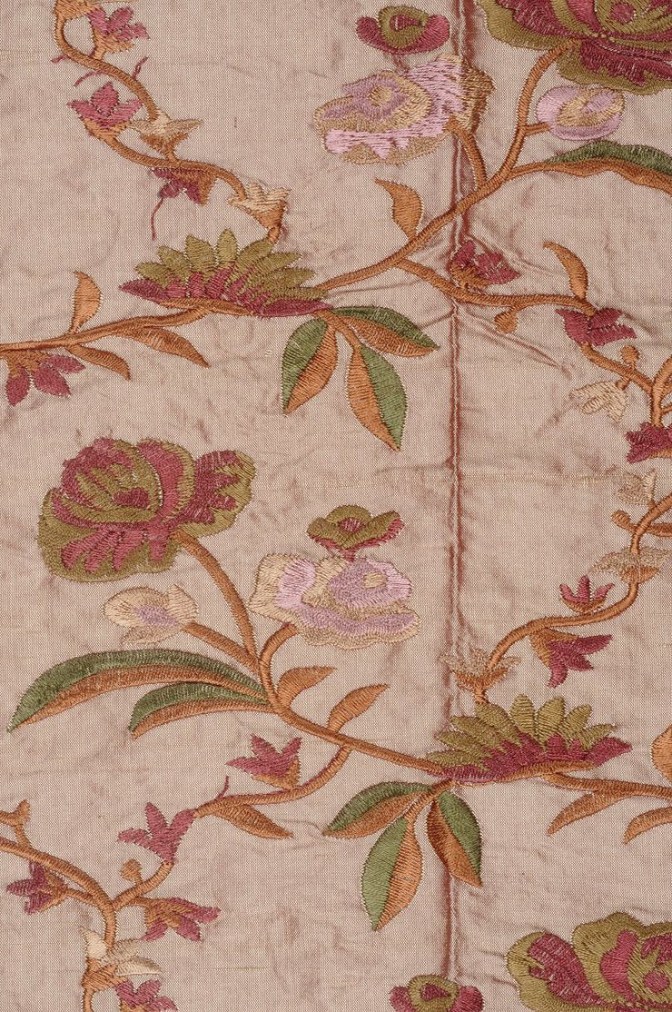 Rose Gold Embroidered Dupioni Silk 215 Fabric