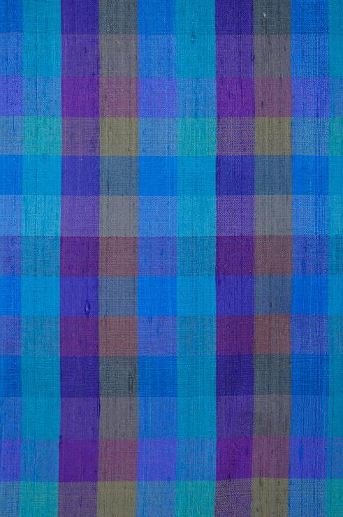 Blue Check Plaid Silk Shantung 143 Fabric
