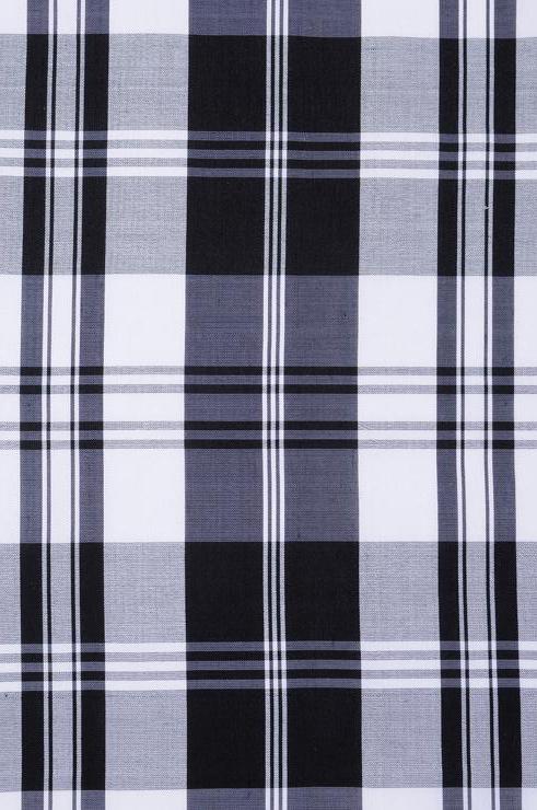 Black White Tartan Plaid Silk Shantung 155 Fabric