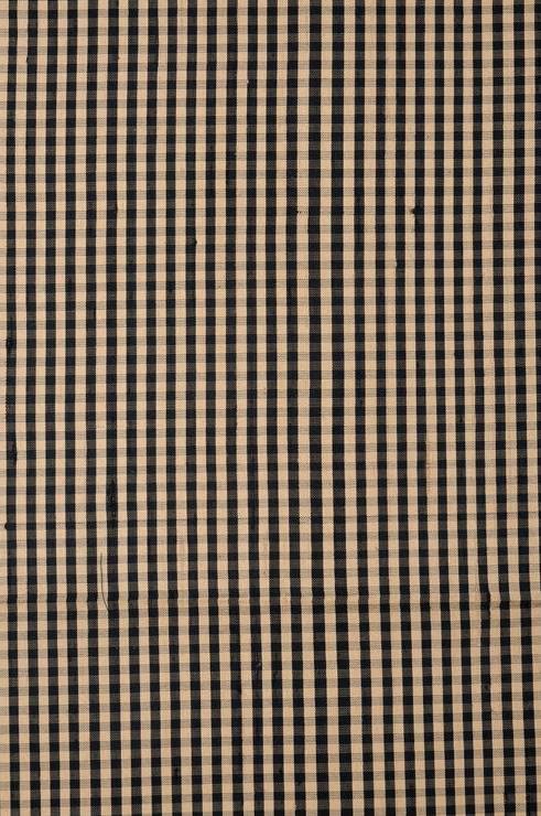 Black Gold Check Plaid Silk Shantung 160 Fabric
