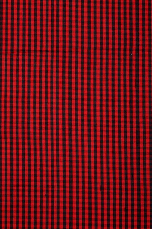 Red/Black Check Plaid Silk Shantung 162 Fabric