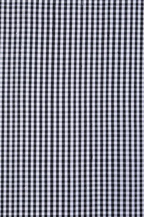 Black White Gingham Silk Shantung 165 Fabric