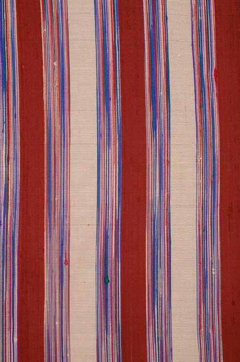 Red Blue Striped Silk Shantung 16 Fabric