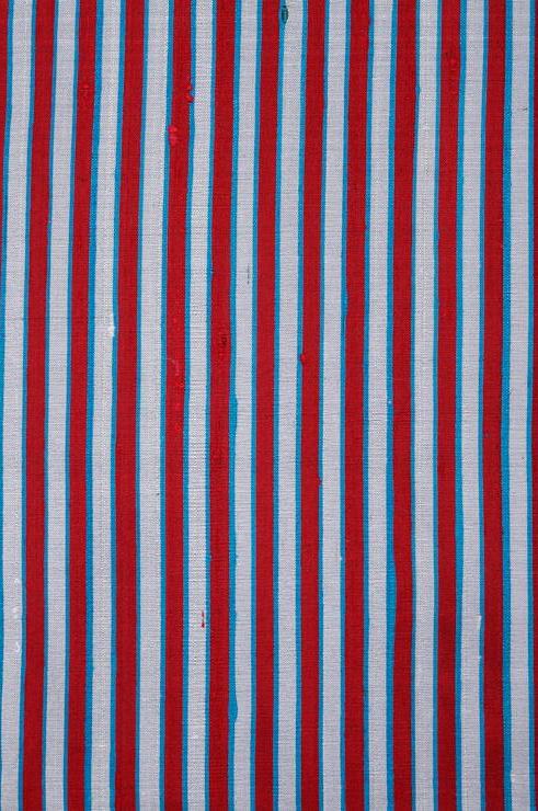 Red Silver Striped Silk Shantung 23 Fabric