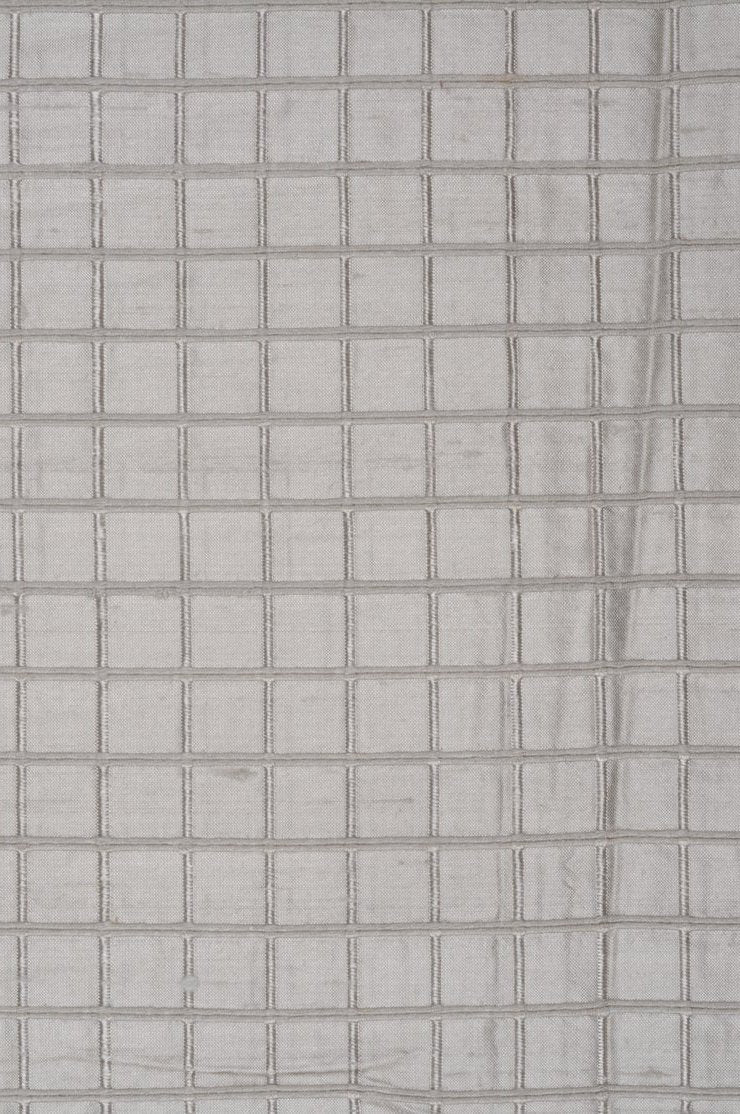 Silver Grey Silk Shantung Windowpane 54 inch Fabric