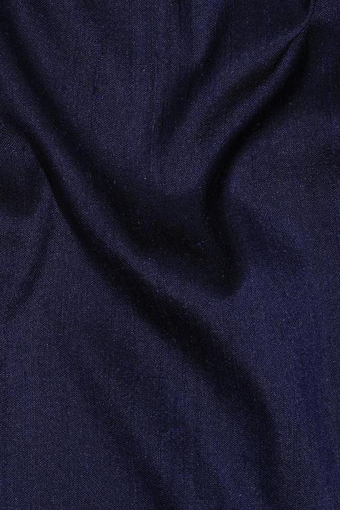 Midnight Blue Silk Shantung 54 inch Fabric
