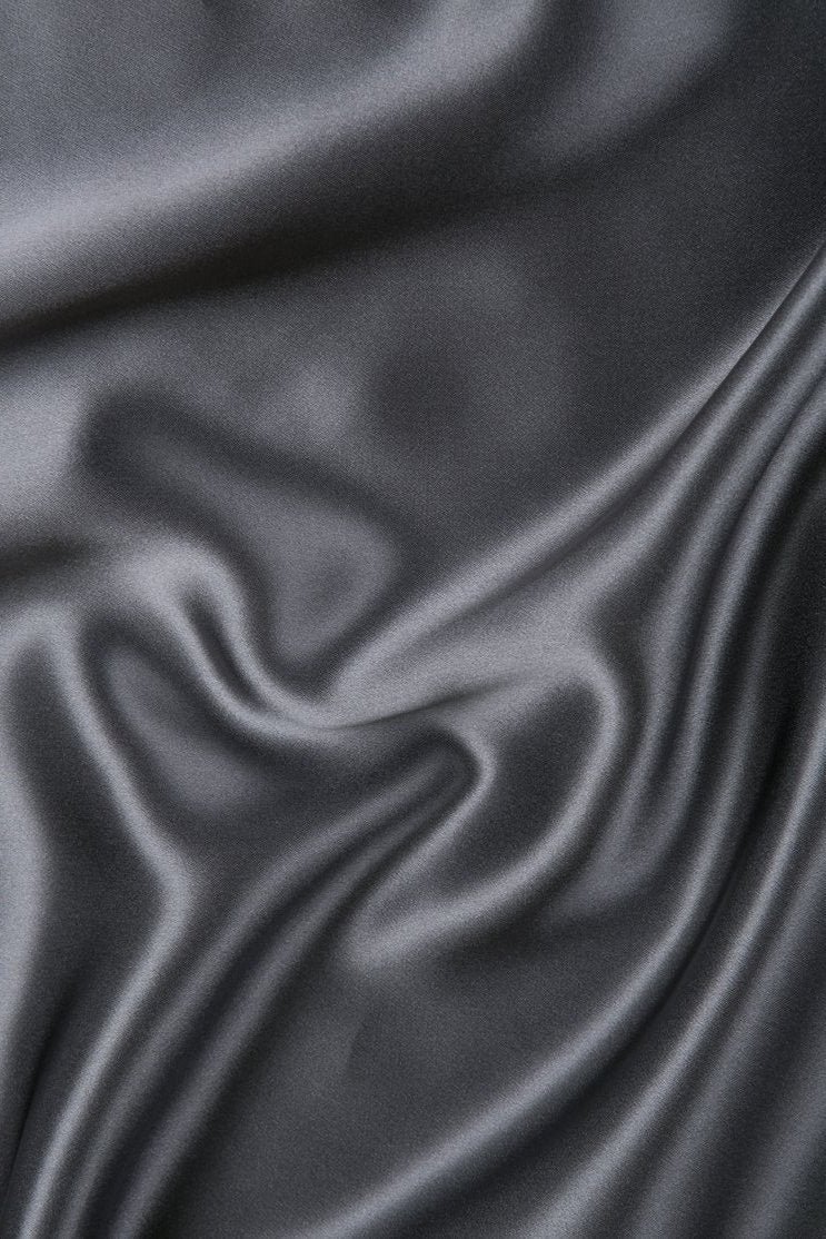 Steel Gray Charmeuse Silk Fabric