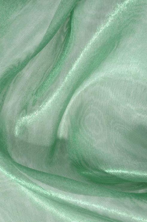Teal Green Metallic Organza Fabric